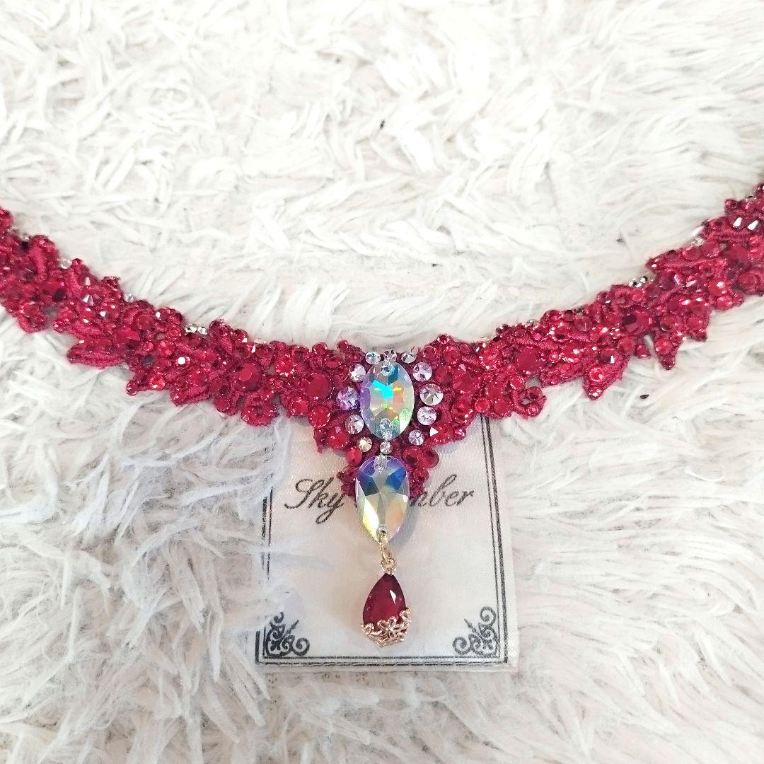 キラキラ♡真っ赤なネックレス＆バックチャーム社交ダンス　ベリーダンス　イヤリング