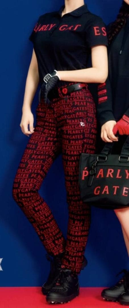 未使用3.1万 パーリーゲイツ 総柄 ストレッチ パンツ 0 レディース