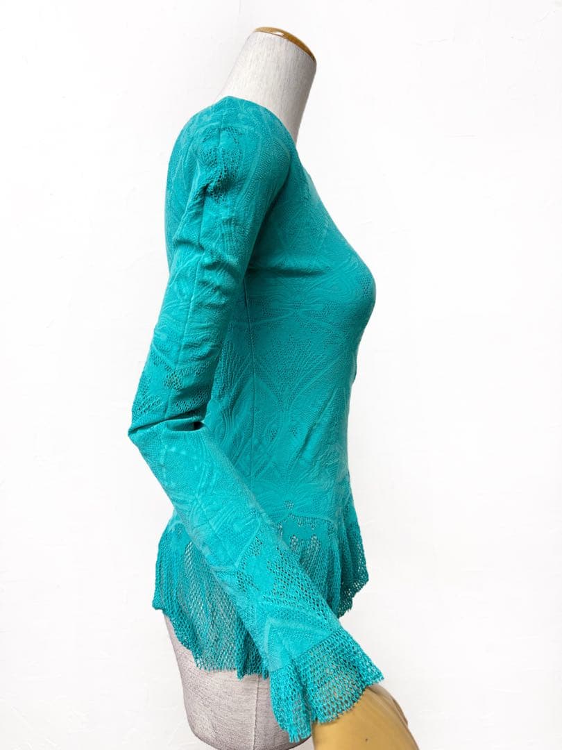 【タカダンス】新品 ノーソーイングニット ターコイズ 社交ダンス トップス044