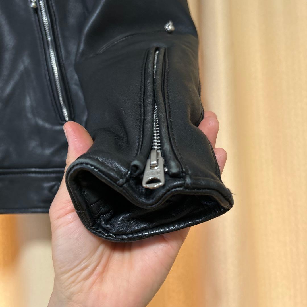 極美品 Mナノユニバース 羊革 ライダース ジャケット 黒