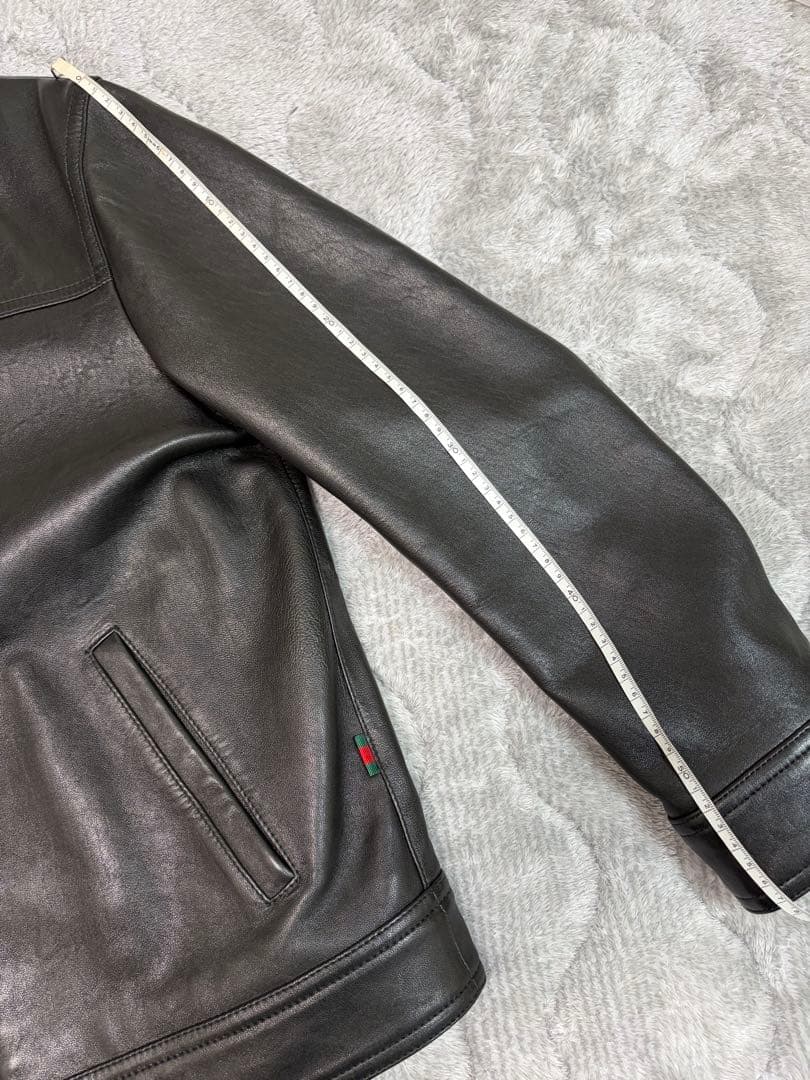 GUCCI 黒 レザーライダースジャケット　44