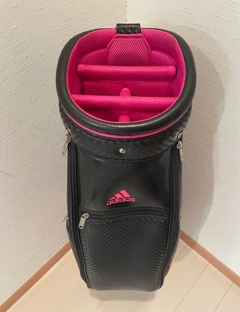 adidas レディース キャディバッグ 黒 ピンク ゴルフ アディダス