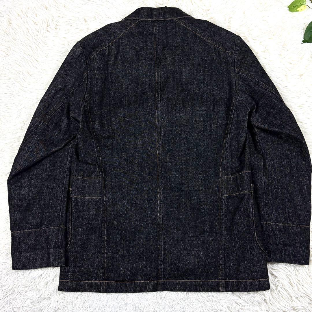 極美品 Scye 先染め ブラックデニム テーラードジャケット 36 日本製 黒
