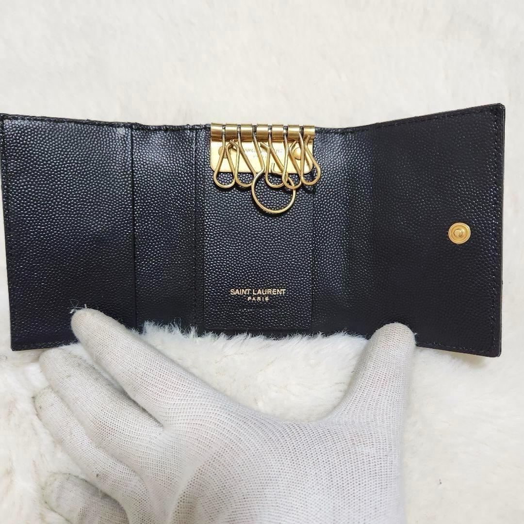 ✨極美品✨サンローラン　キーケース　6連　カサンドラ　キャビアスキン　ブラック