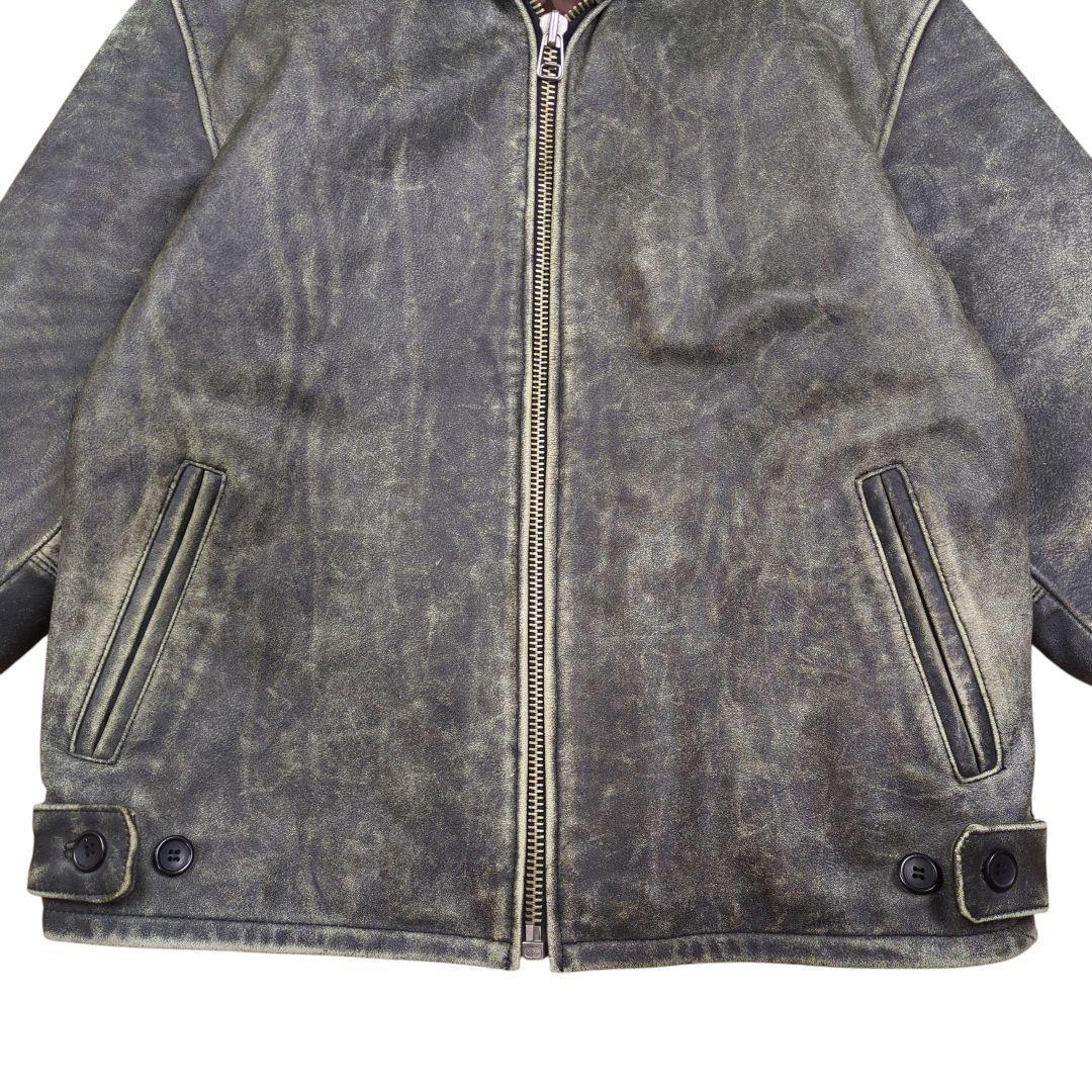 レザー ジャケット ブルゾン 牛革 キルティング MIDCOAST ブラック M