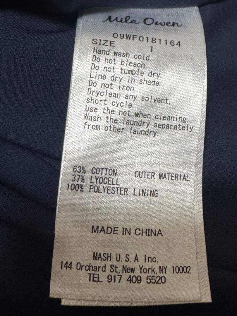 【美品】ミラオーウェン セットアップ風 ドッキングワンピース デニム ネイビー