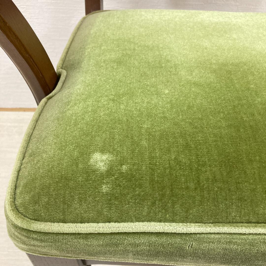 【飛騨産業】キツツキ　モケットグリーン　アームチェア　椅子　ダイニングチェア２脚