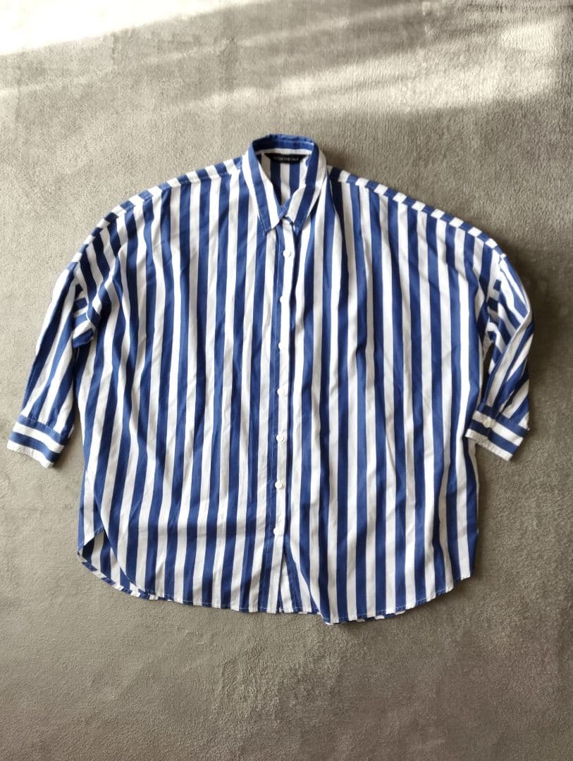 ミズイロインド ストライプワイドシャツ　長袖　オーバーサイズ