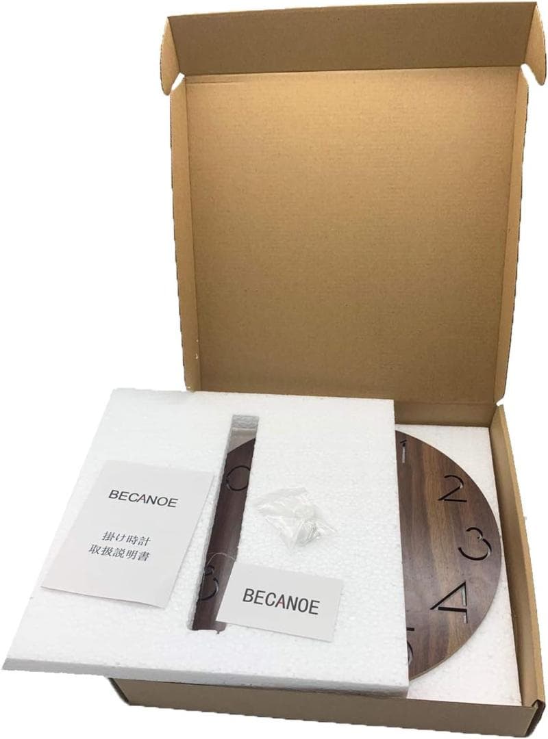 アナログ壁掛け時計 木製 サイレント 透かし彫り インテリア 連続秒針 ブラウン