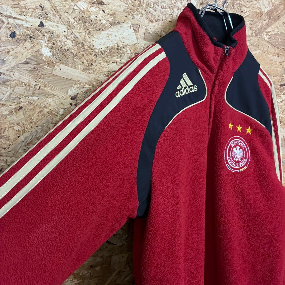 ★adidas★ドイツ代表★フリース★刺繍ロゴ★M相当★赤×黒×白★