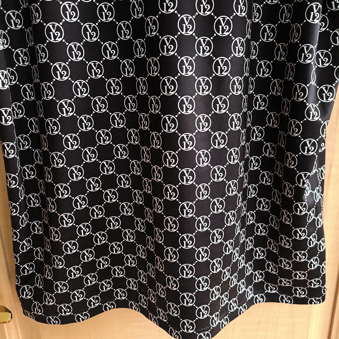 美品　V12 　ゴルフウエア　半袖 MONOGRAM MOCK ブラック　L