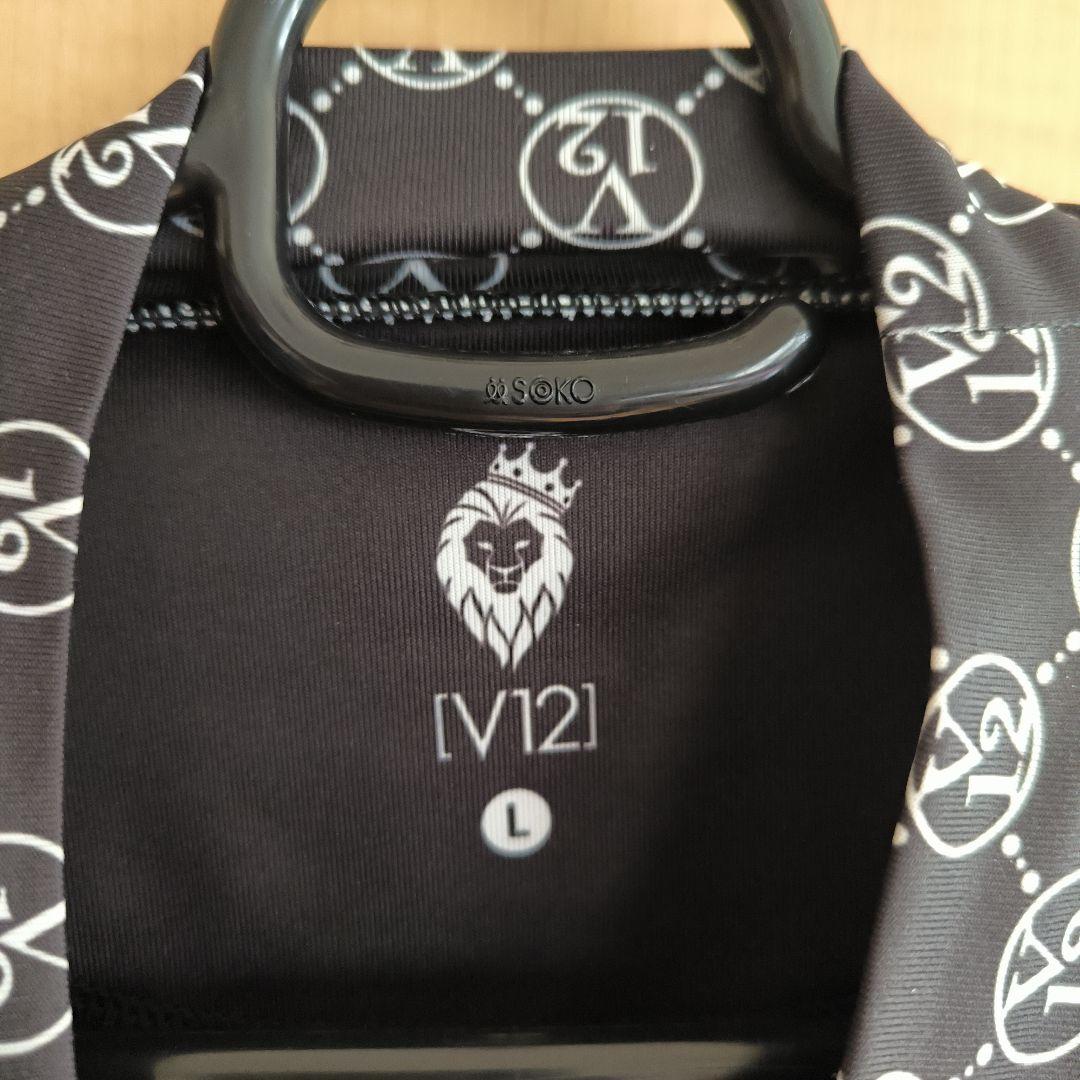 美品　V12 　ゴルフウエア　半袖 MONOGRAM MOCK ブラック　L