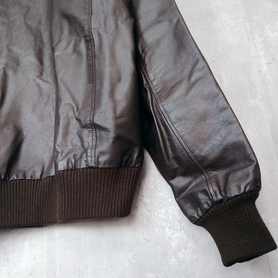 本革 XLサイズ レザーボンバージャケット ブラウン ヴィンテージ