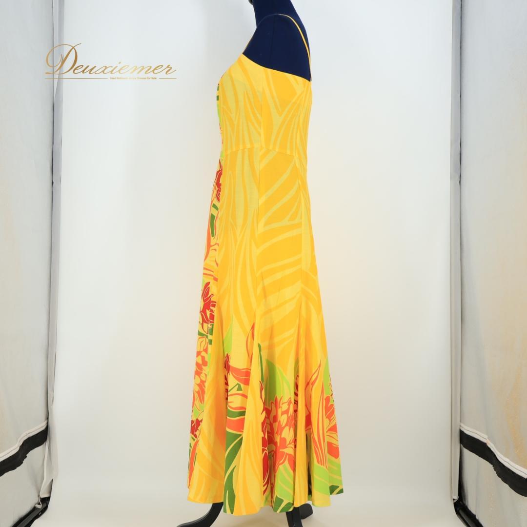 【美品 フラダンス衣装】イエロー FANCY DRESS ワンピース 黄 赤 緑