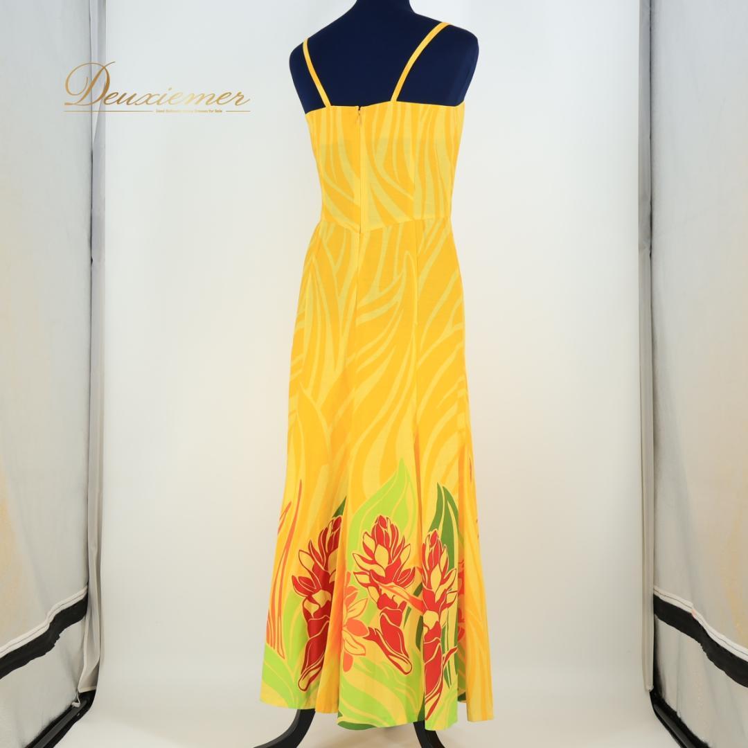 【美品 フラダンス衣装】イエロー FANCY DRESS ワンピース 黄 赤 緑