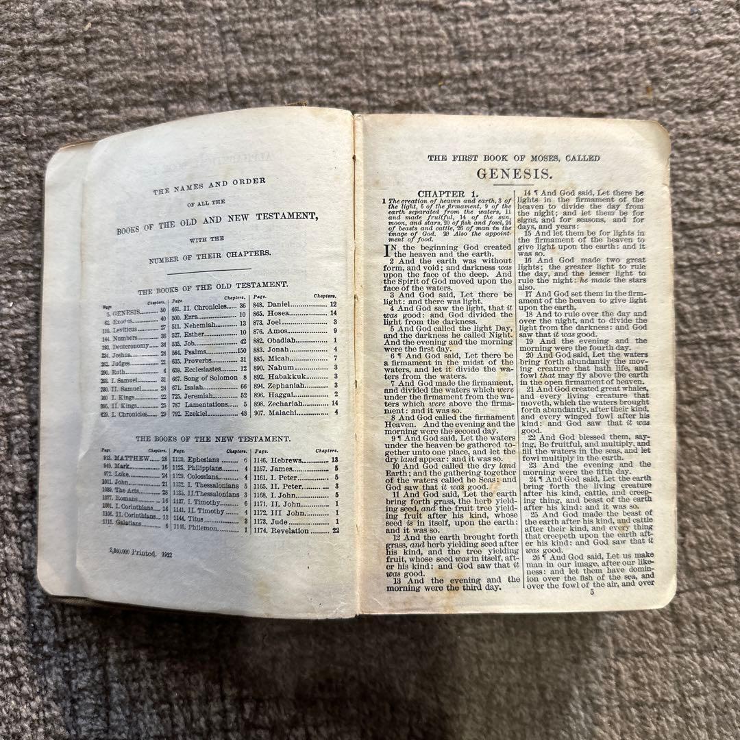 1922年発行 アメリカ 聖書 HOLY BIBLE 洋書 アンティーク
