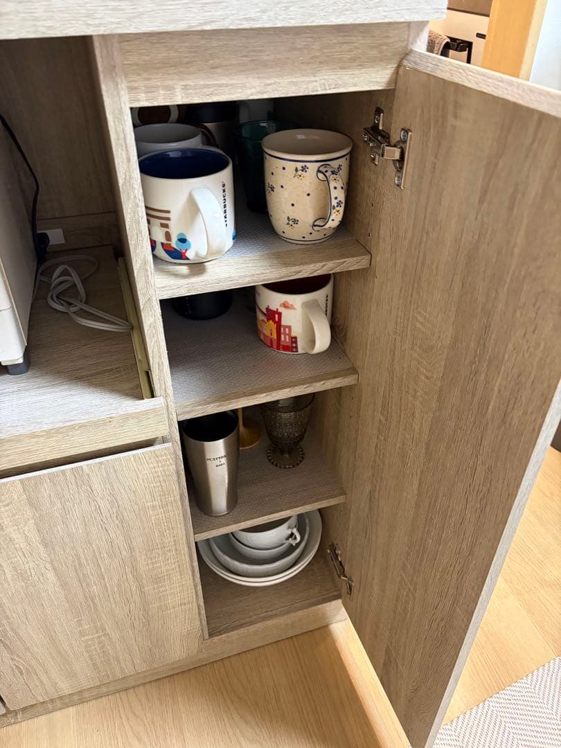 【2/20までの引渡限定】LOWYA オーブンレンジ収納カウンター オーク