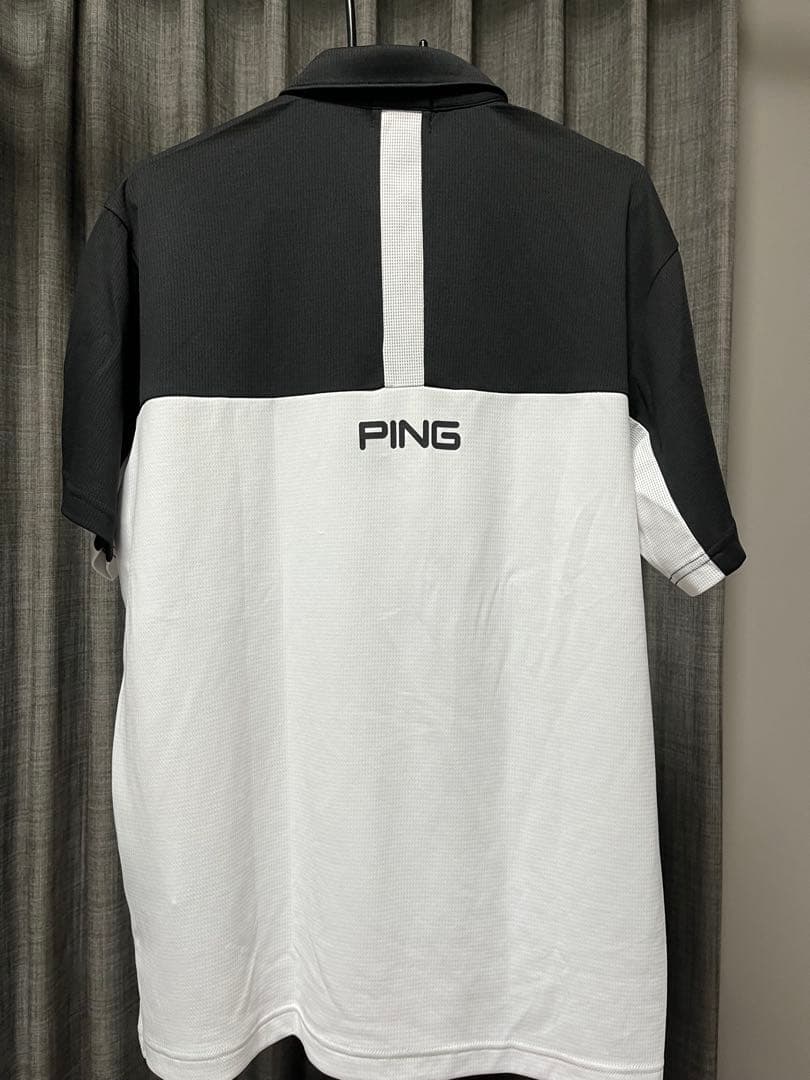 PING ピン　ゴルフ半袖ポロシャツ 高機能ブラック/ホワイトL
