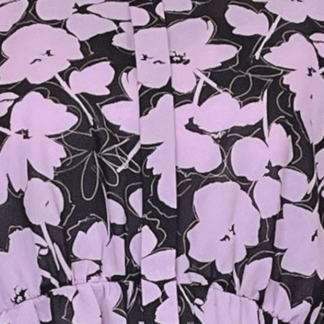 【TOMORROWLAND】　シフォンブラウス　花柄　　バンドカラー　ギャザー