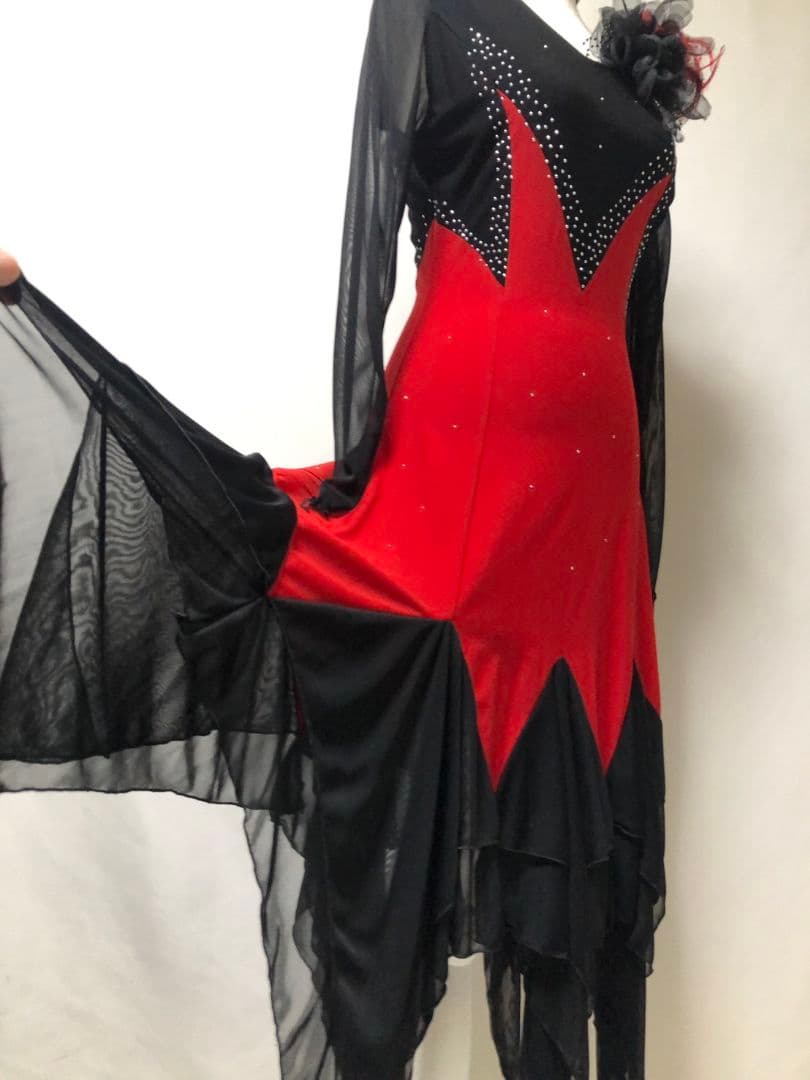 社交ダンス練習着レッスン着パーティ。イチオクラテンビジュワンピースドレス