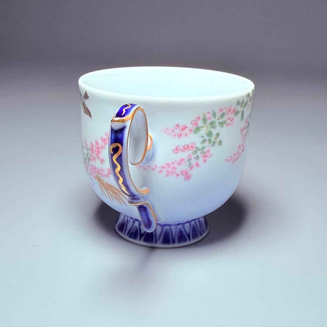 深川製磁　高級ライン　色絵花鳥図　カップ＆ソーサー