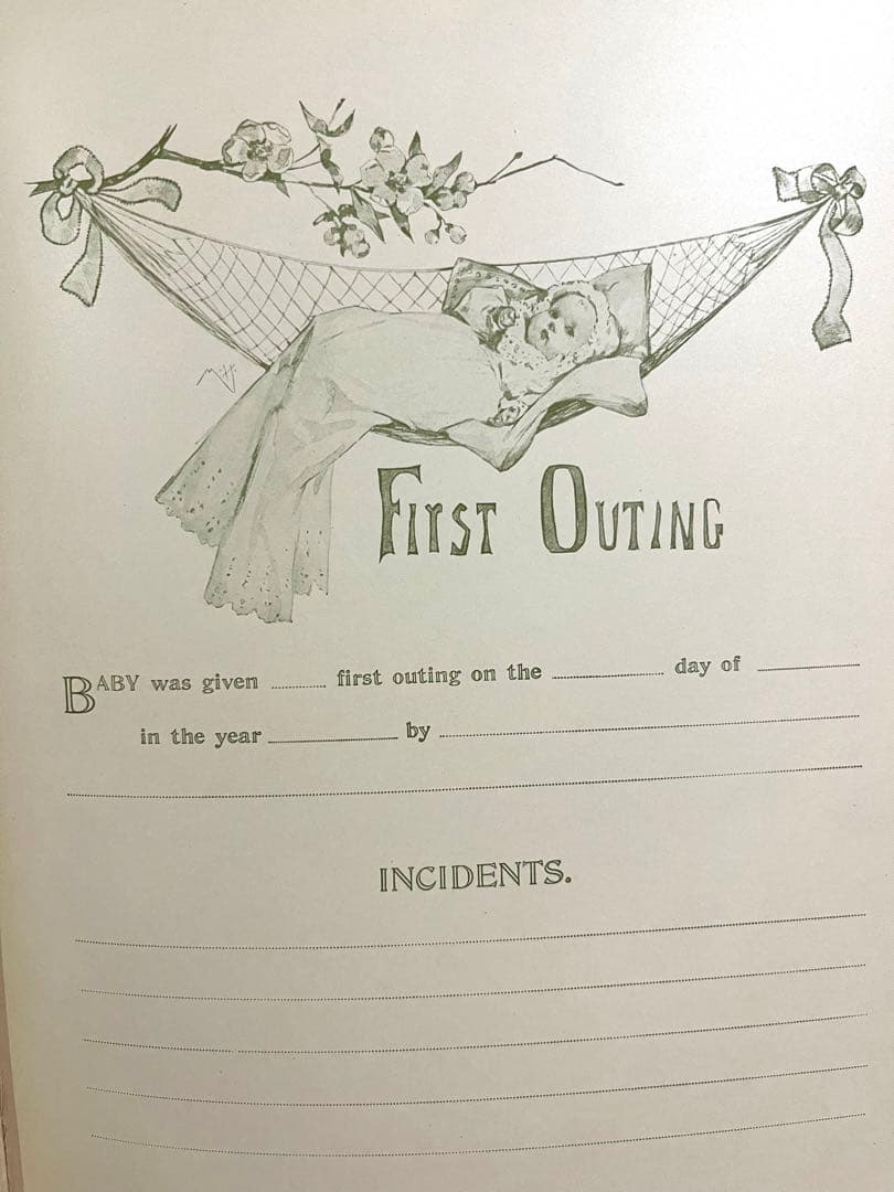 No282アンティーク 古書 洋書 赤ちゃん日記 成長記録 育児日記