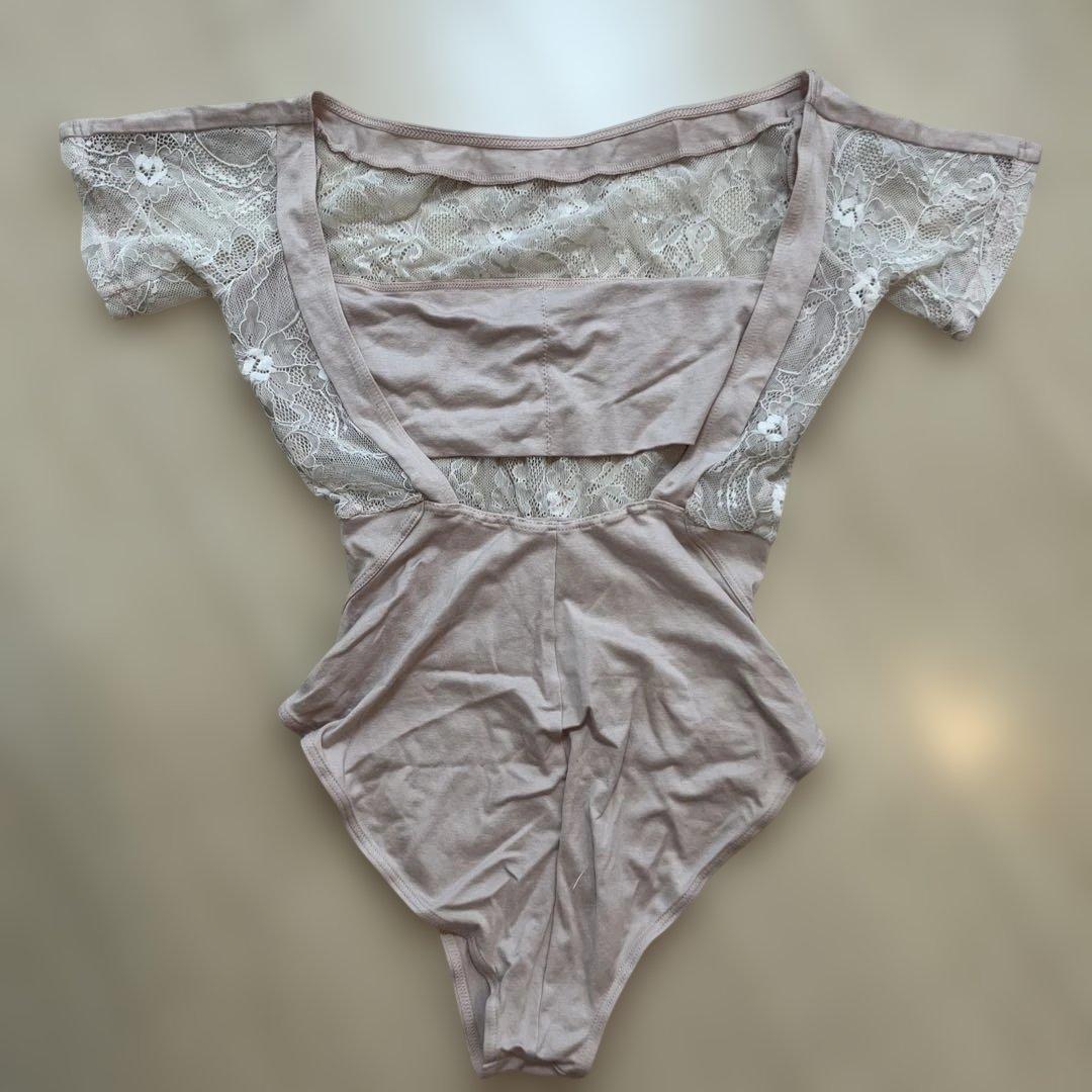 チャコット　フリードコラボモデル！ピンク ベージュ レース袖 レオタードM