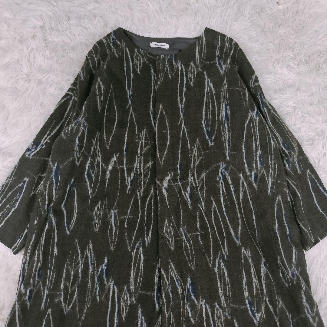 Plantation ウールロングワンピース M 総柄