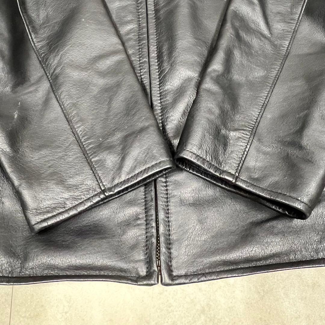 90s エディーバウアー ジップアップレザージャケット ブラック M