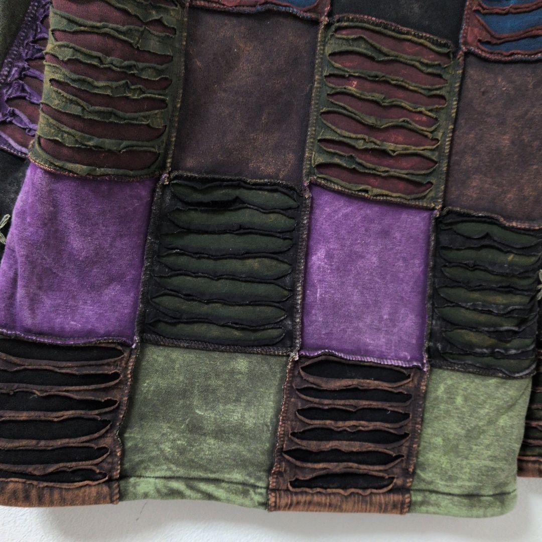 エスニック ネパール 裏起毛 パーカー パッチワーク フード付き