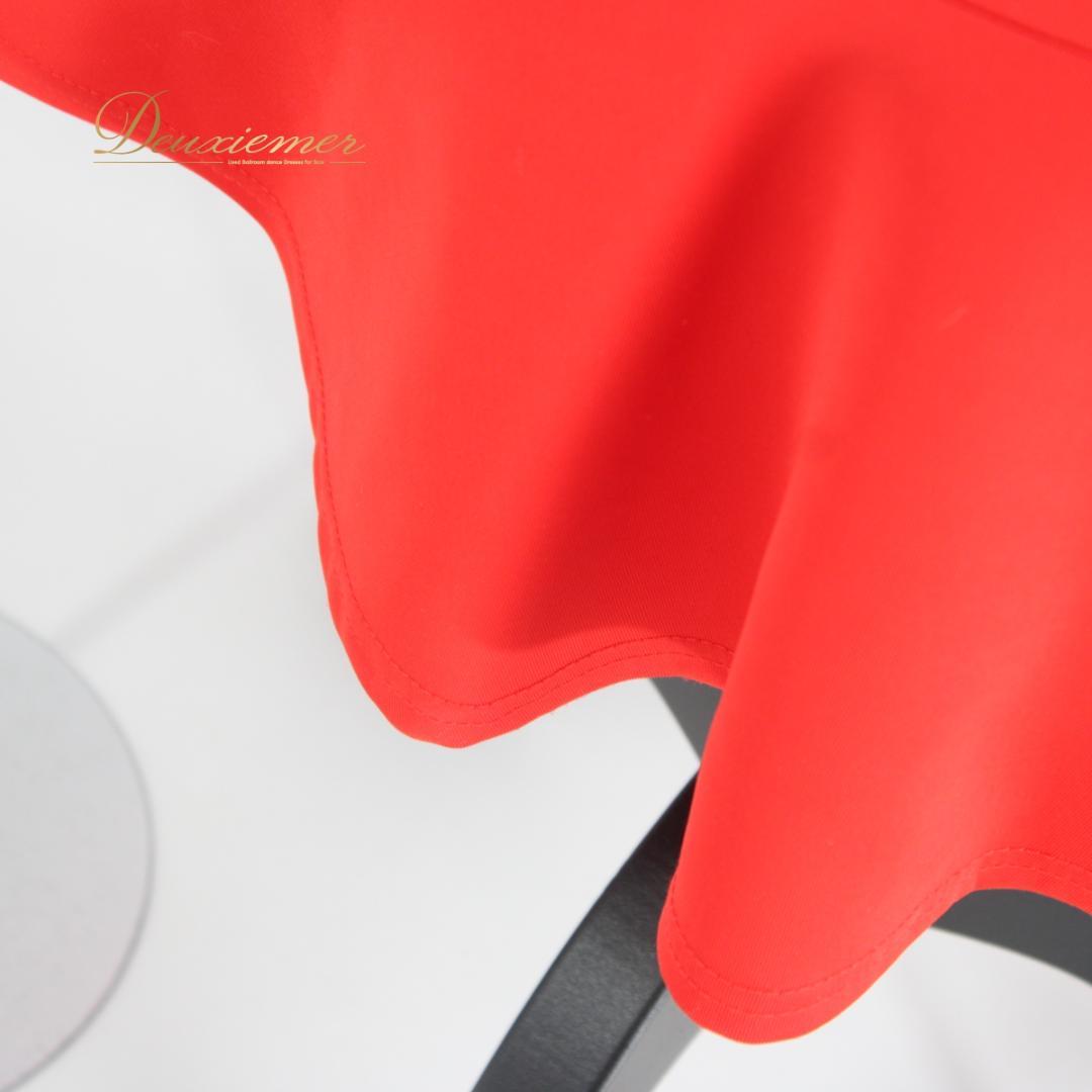 【美品 社交ダンス衣装】ワンピース ドレス 赤 レッド Mサイズ 無地 シンプル