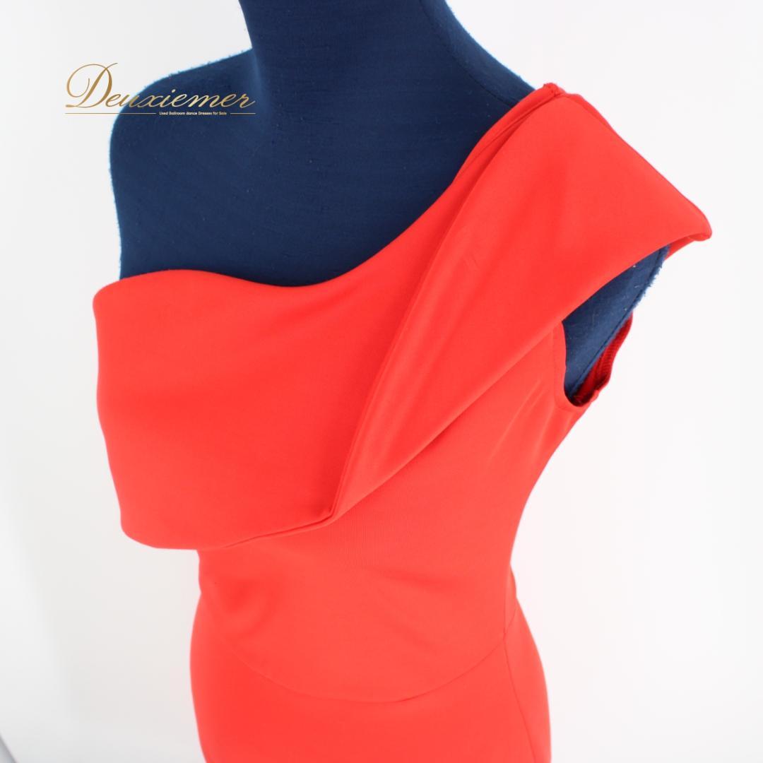 【美品 社交ダンス衣装】ワンピース ドレス 赤 レッド Mサイズ 無地 シンプル