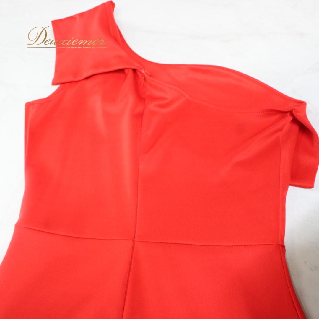 【美品 社交ダンス衣装】ワンピース ドレス 赤 レッド Mサイズ 無地 シンプル