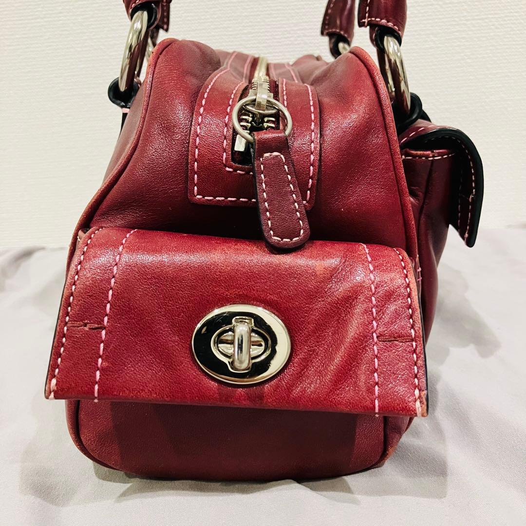 オールドコーチ coach ハンドバッグ　8A10 ボルドー　レザー