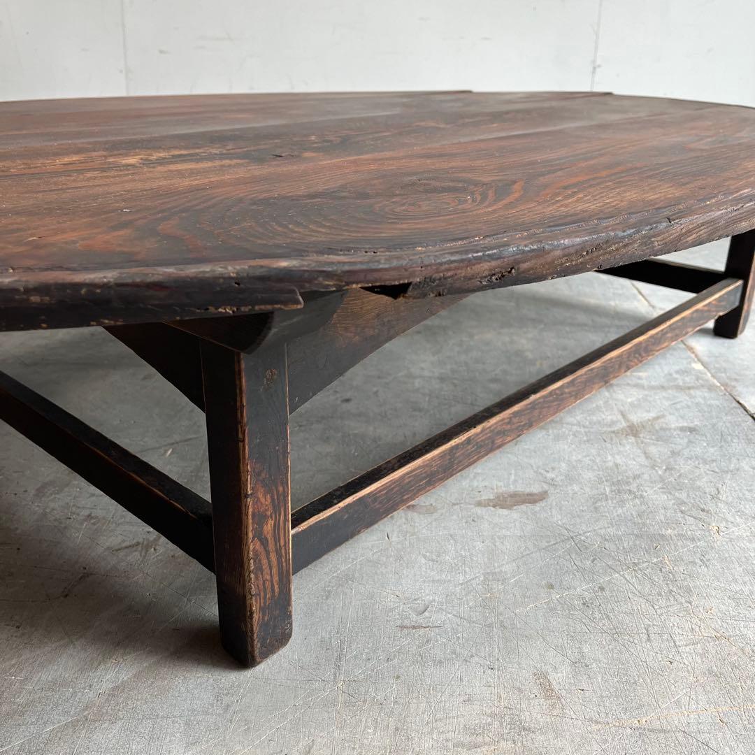 アンティーク ローテーブル オーバル 楕円 モダン 無垢材 z600