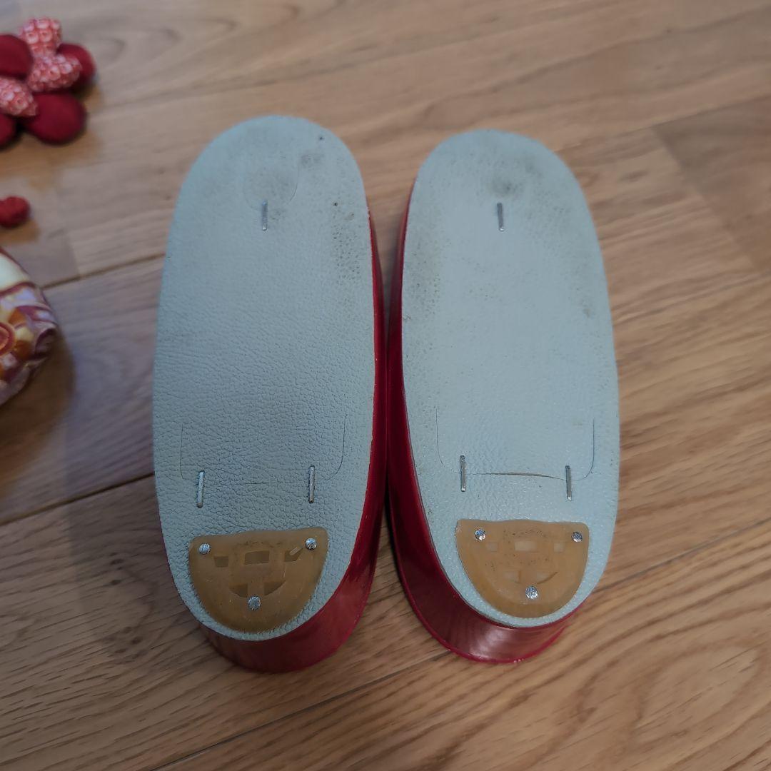 3歳　七五三　赤　花　女の子　花ひめ　6点セット　和装　着物　下駄　髪飾り