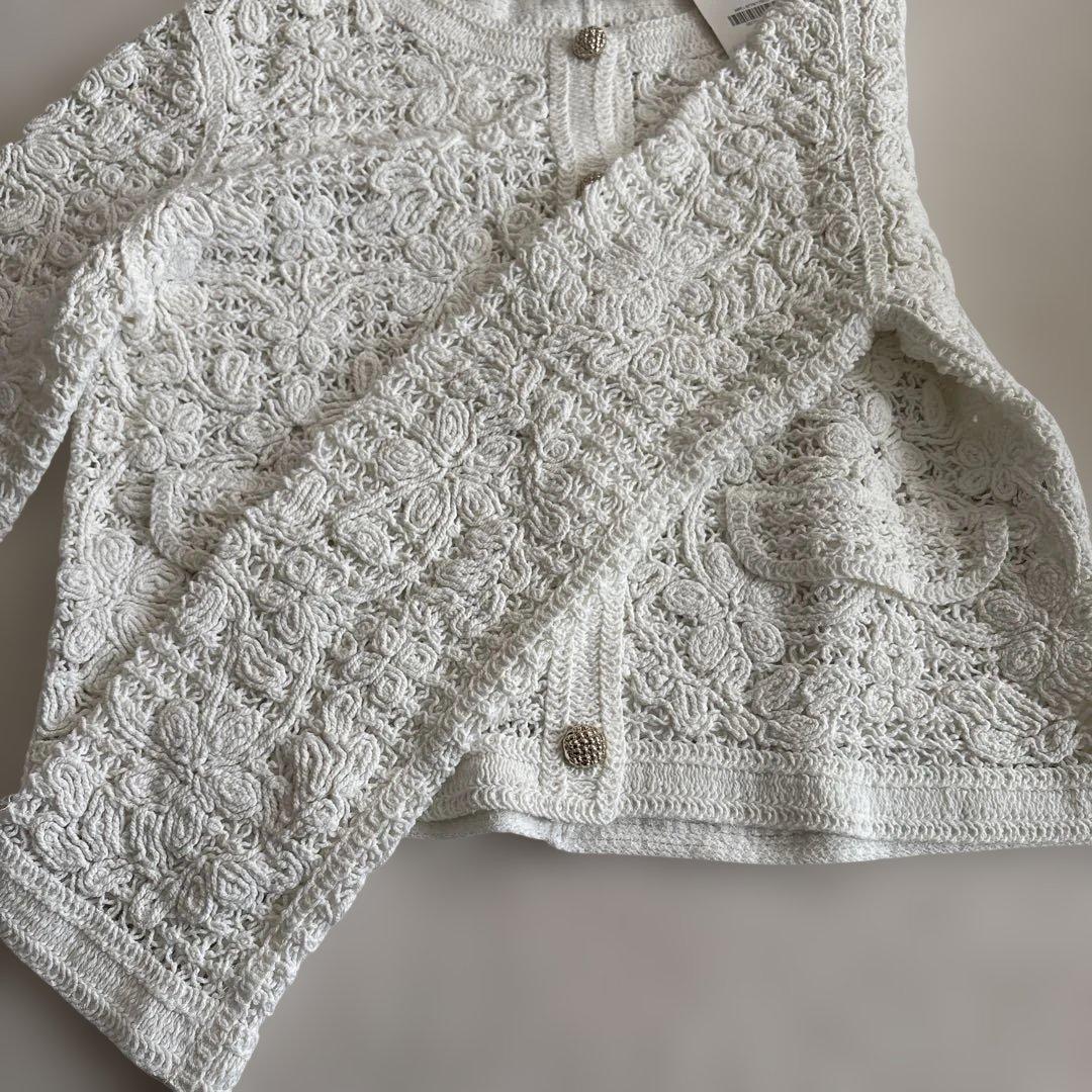 ZARAクロシェ編みボタンカーディガン S