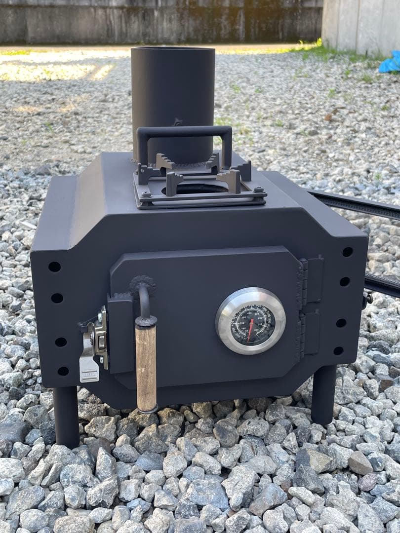 バーベキューコンロ　ハンドメイド　ソロキャンプ　五徳付　七輪