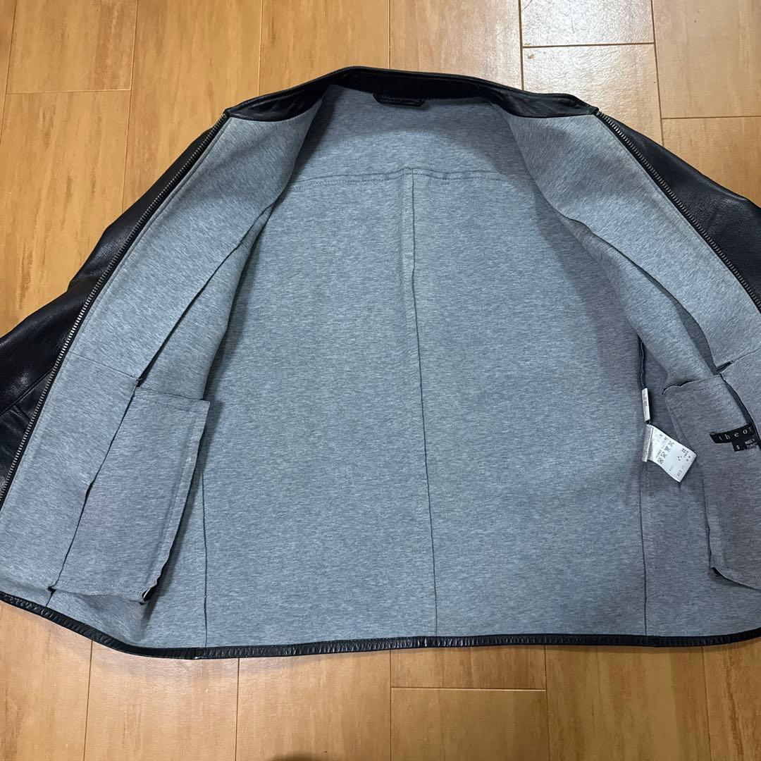 セオリー theory レザージャケット シングルライダース シープ　ブラック