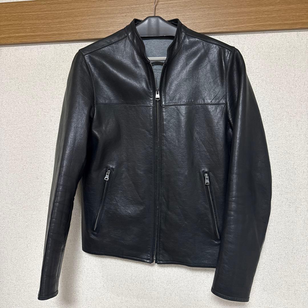 セオリー theory レザージャケット シングルライダース シープ　ブラック