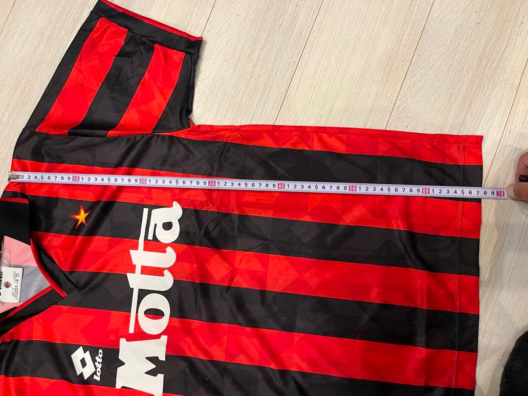 Milan A.C. Lotto シャツ 赤黒ストライプ