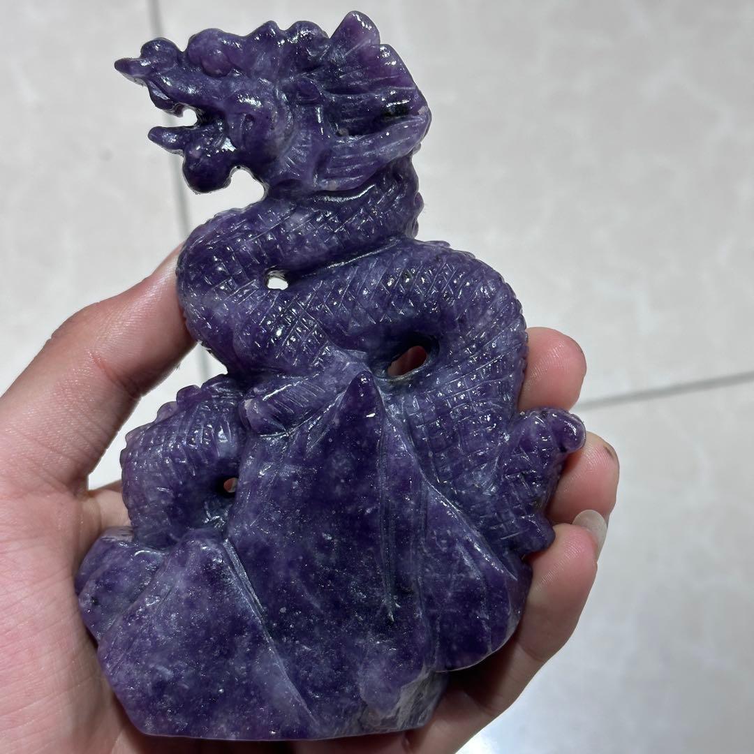 天然石フローライトの龍　置物　ご購入前に在庫確認G.1404