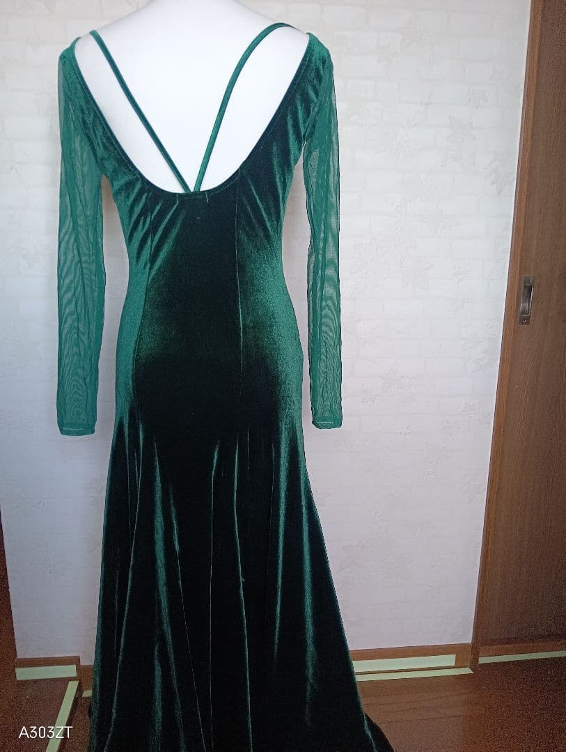 TID社交ダンスドレス 緑色 Vネック