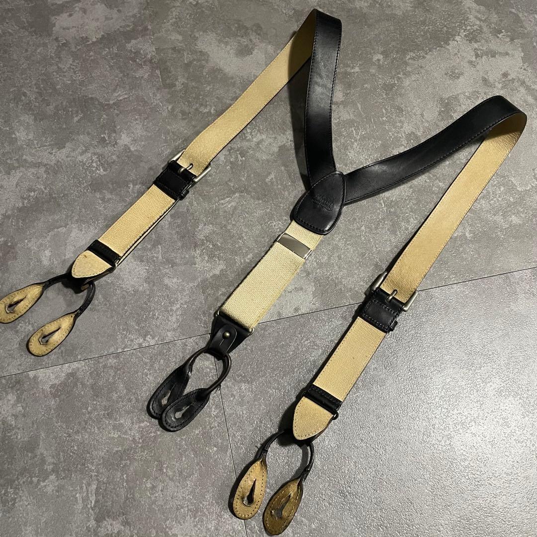 サスペンダー　Regent レザー　ブラック　本革　Y字型サスペンダー　英国製