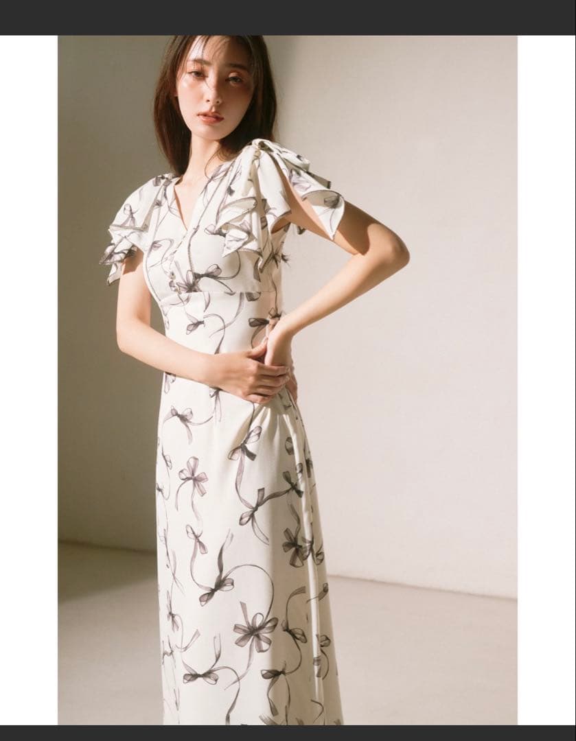 snidel スナイデルSustainableリボンプリントワンピース　サイズ2