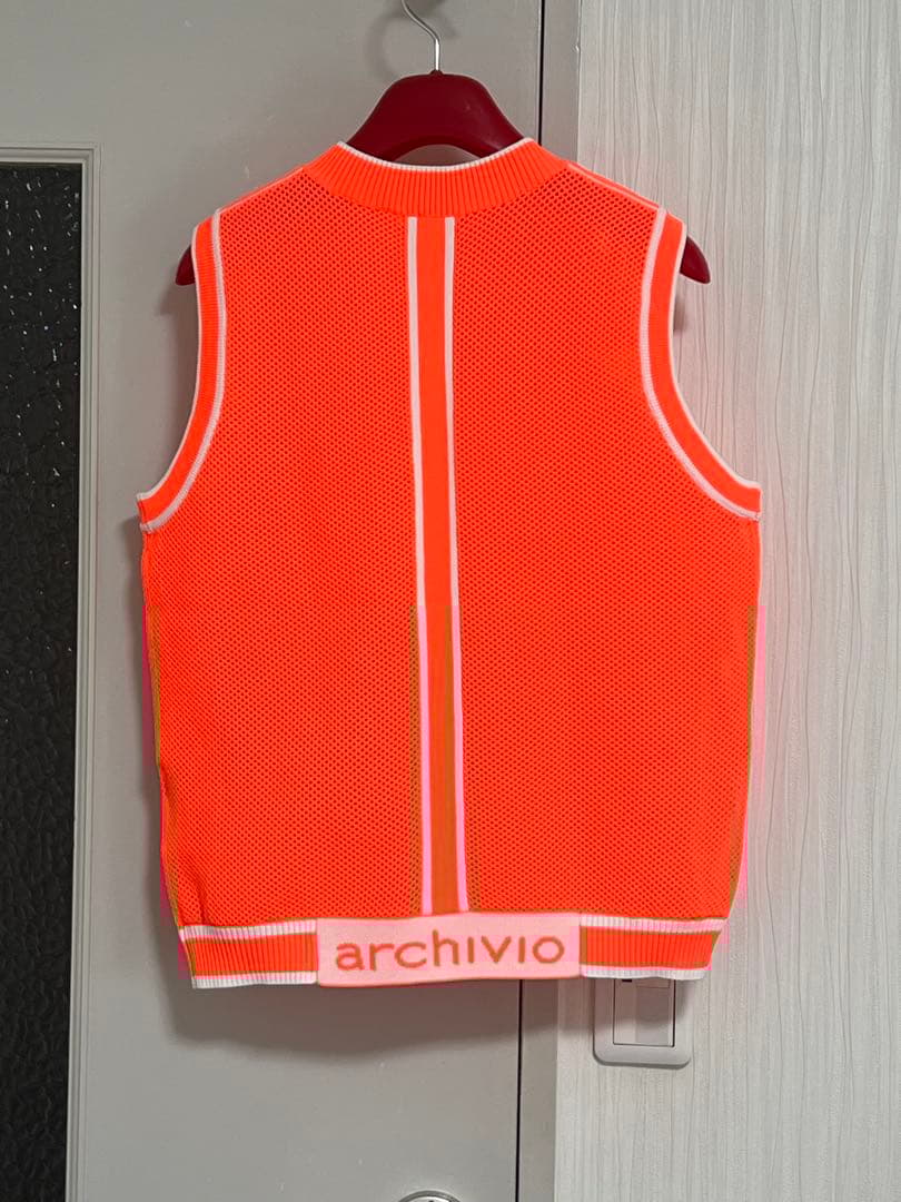 archivio メッシュノースリーブベスト オレンジ