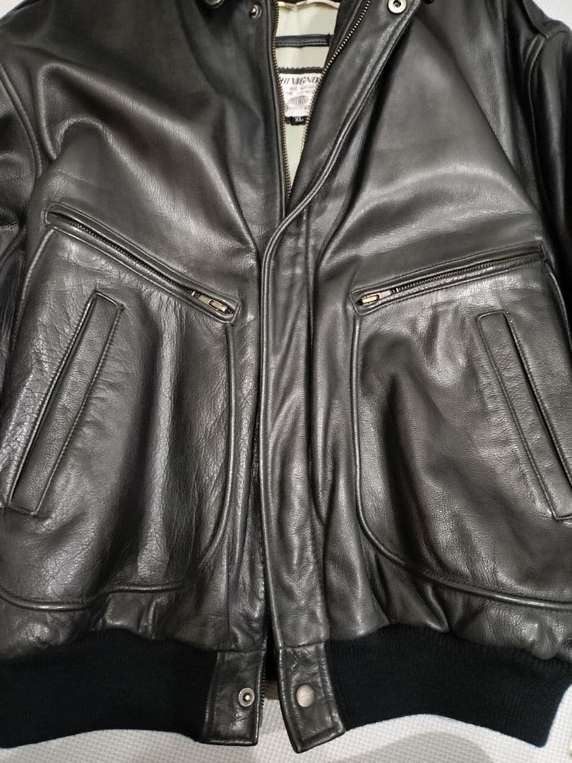 シェビニオン レザー フライト ジャケット ブルゾン XL ブラック