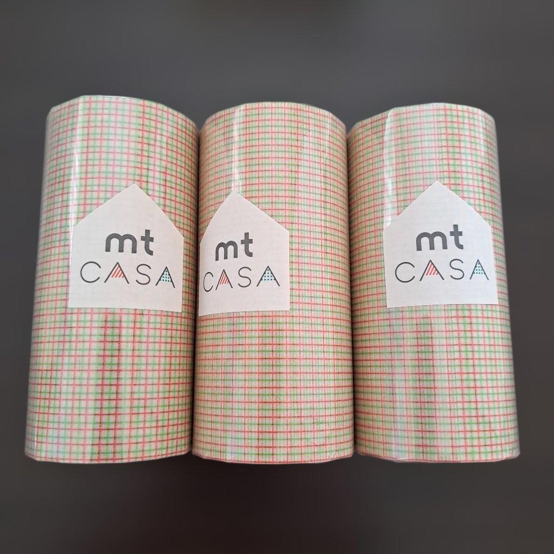mt CASA 　方眼.グリーン×オレンジ　マスキングテープ セット