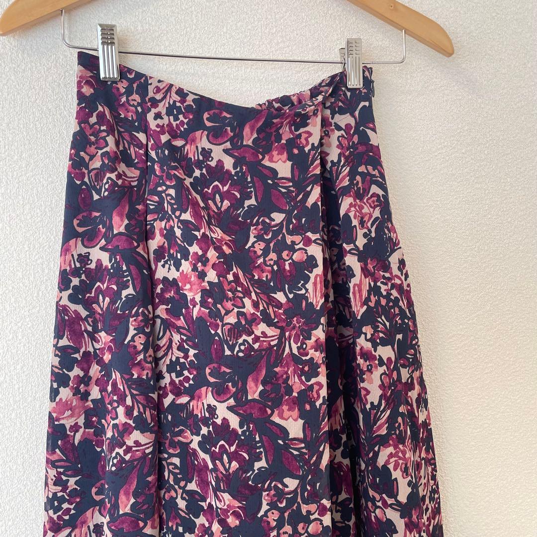 アナイ 38 アートフローラルプリント ブラウス アシメパンツ セットアップ