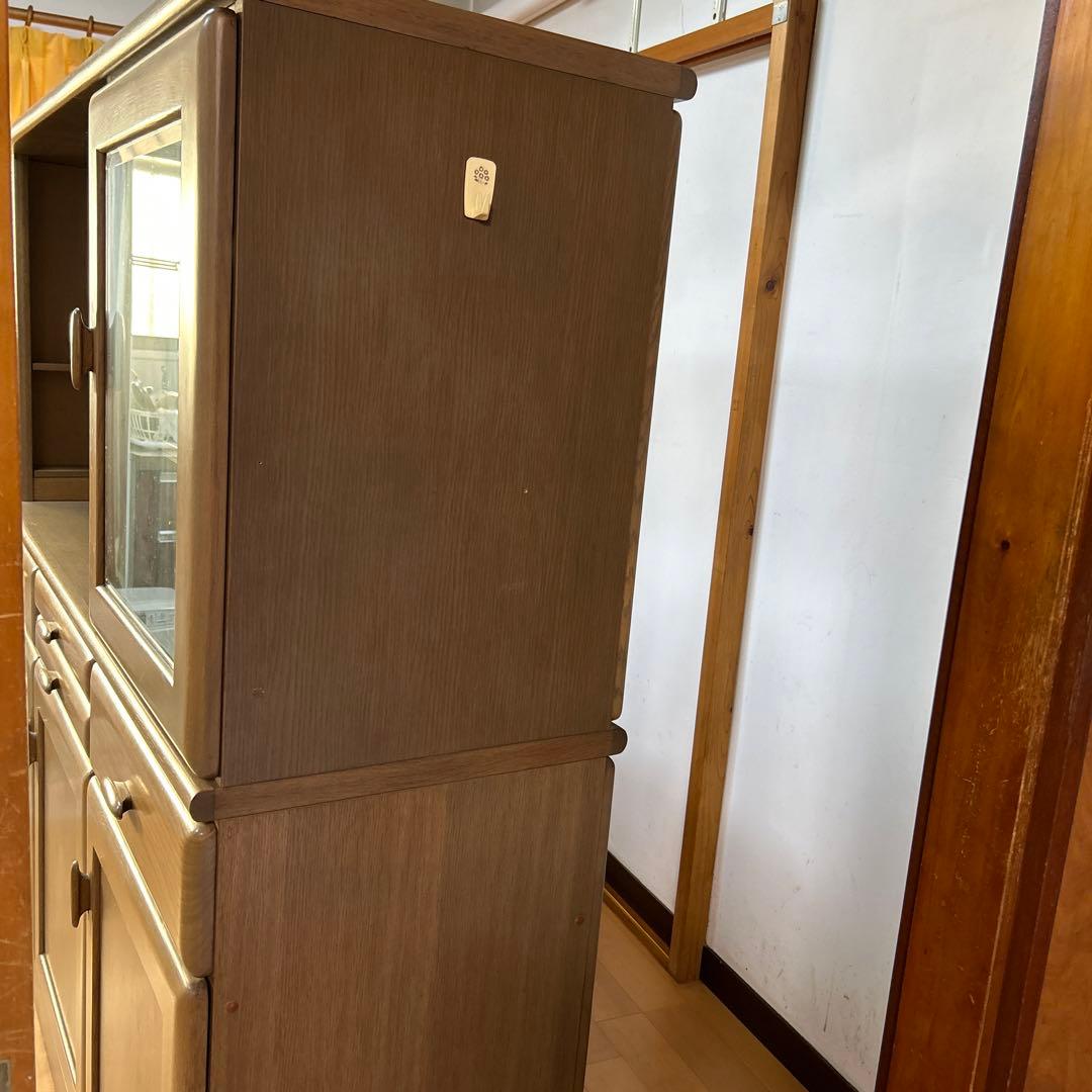 木製 食器棚 引き出し付き両面収納キッチンカウンター